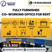 Fully Furnished Coworking Office Space for Rent in Vadapalani, Chennai